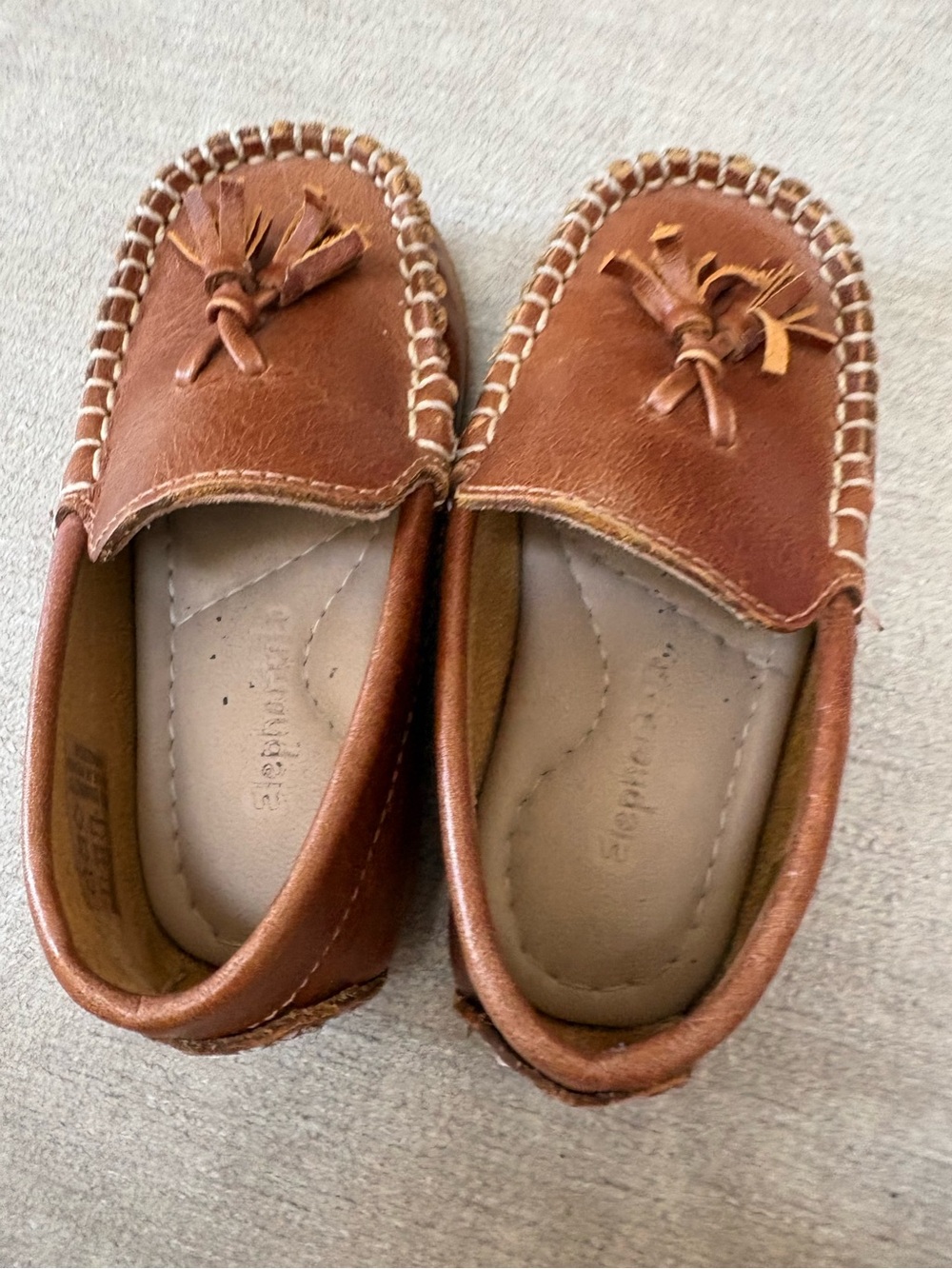 elephantito leather boy moccasin loafer brown tan formal shoes US 6.5 EU 22 12M